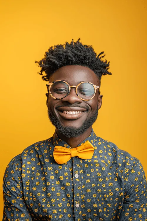 Dapper Young Man with Stylish Attire and Joyful Smile